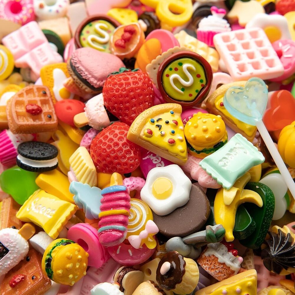 Slime Charms Food Cute Set - Mixed Lot Assorted Food Resin Flatback Cute Sets fo
